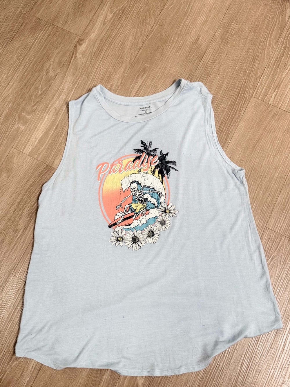 Paradise Graphic Muscle Tank - Light Blue